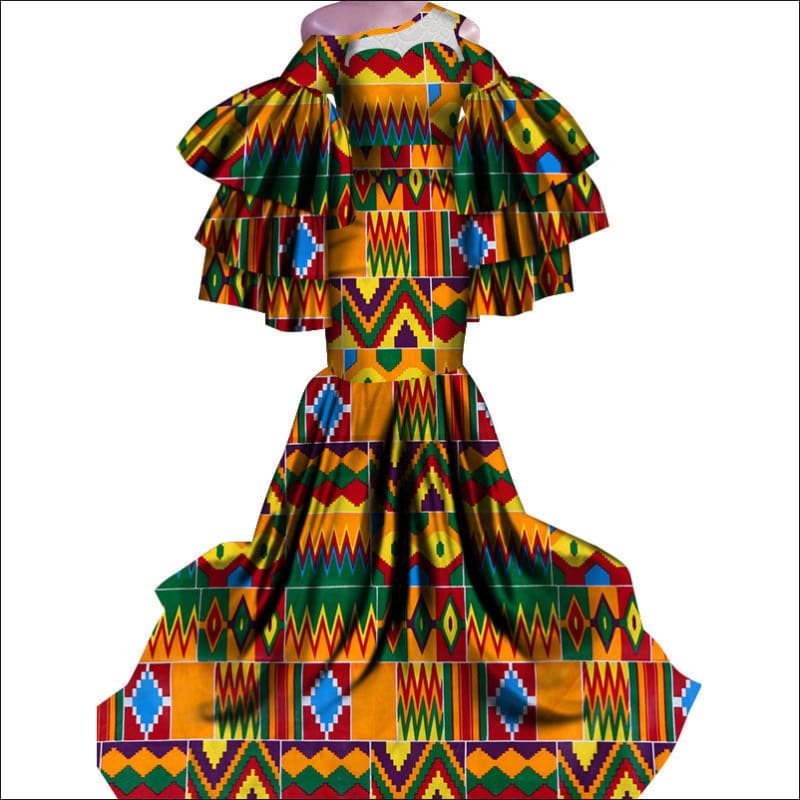 Ladies African Print Traditional Fishtail Dress Style5 / XS