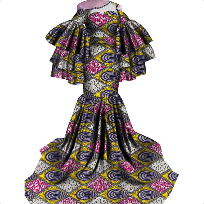 Ladies African Print Traditional Fishtail Dress Style6 / XS