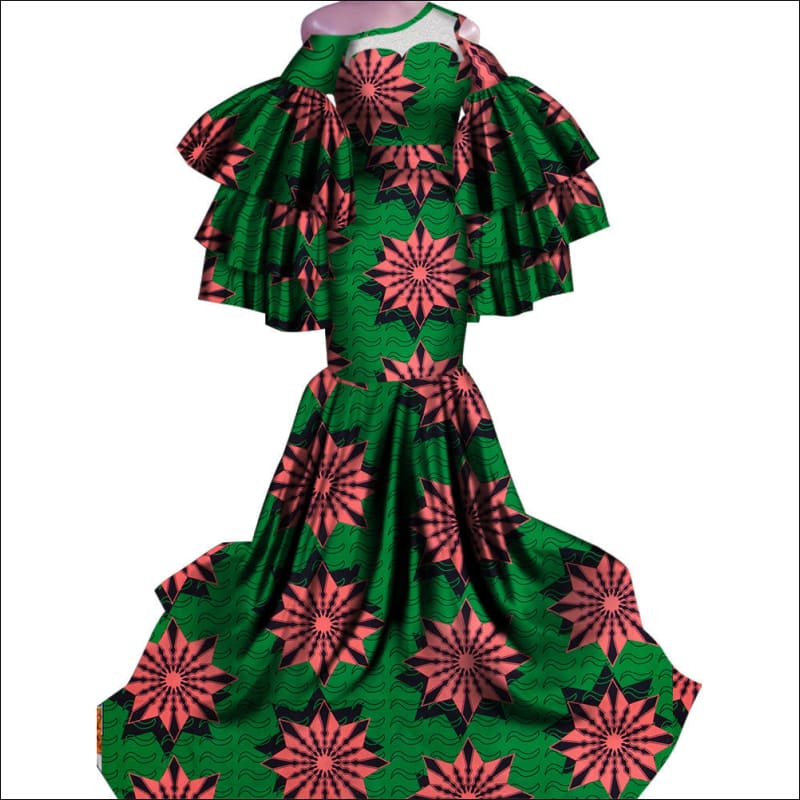 Ladies African Print Traditional Fishtail Dress Style8 / XS