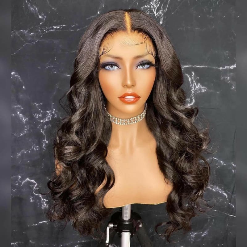 Ladies Black Wave Curly Black Hair Lace Front Wig 14 inches