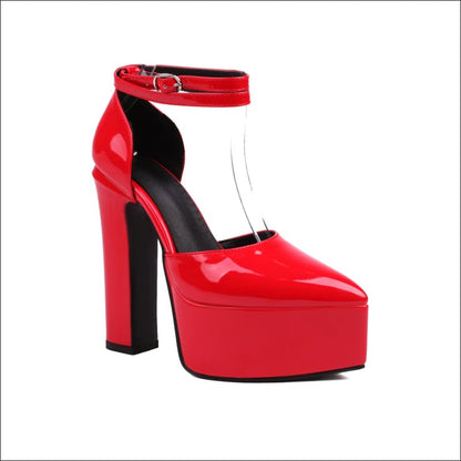 Ladies High Wedge Heel Pointed Toe Platform Shoes Red / 36