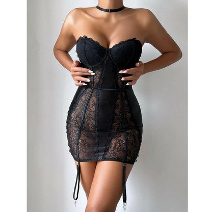 Ladies Lace Push Up Halter Sexy Lingerie See Through