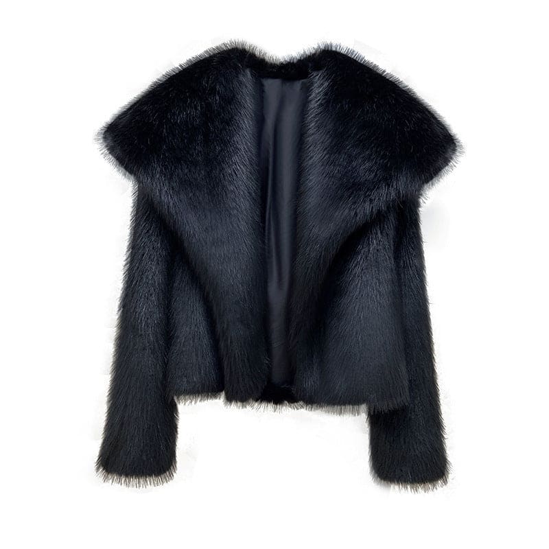 Elegant Long Large Lapel Fur Coat for Women