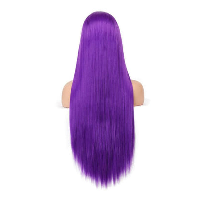 Ladies Long Straight Purple Synthetic Lace Front Wig 14