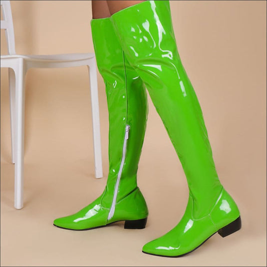 Ladies Low Heel Candy Colours Over-the-knee Boots