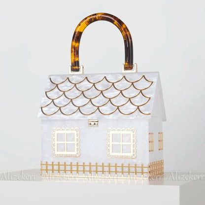 Ladies Luxury Designer Acrylic Handle Handbag