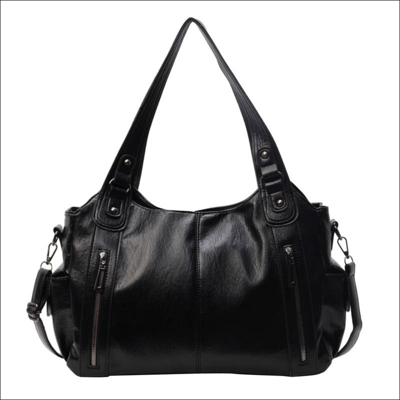 Ladies Multi Zip Shoulder Travel Messenger Bag Black