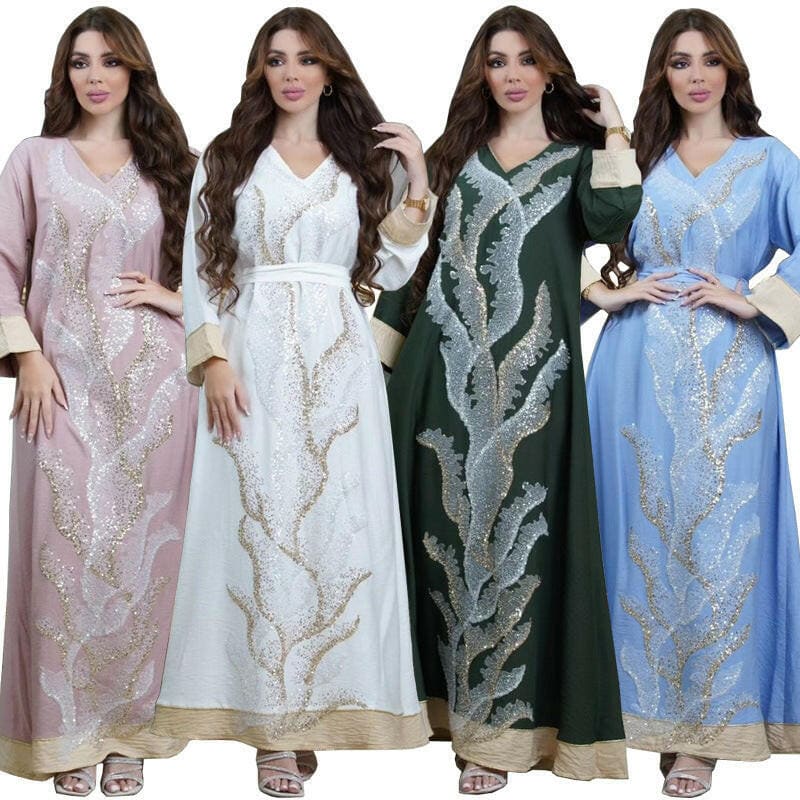 Ladies Muslim Robe Sequin Embroidered Fashion Glamour