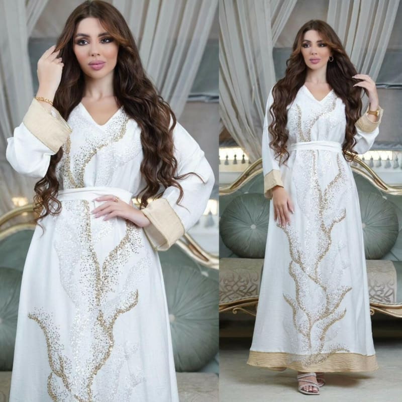 Ladies Muslim Robe Sequin Embroidered Fashion Glamour