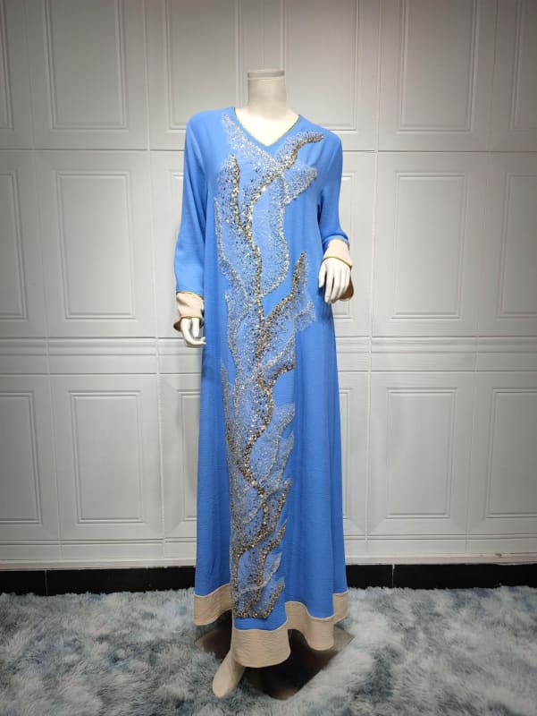 Ladies Muslim Robe Sequin Embroidered Fashion Glamour