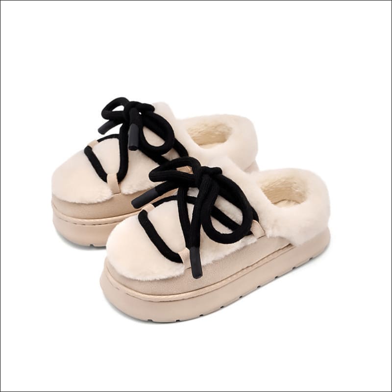 Ladies Outdoor Suede Platform Fur Slippers for Style