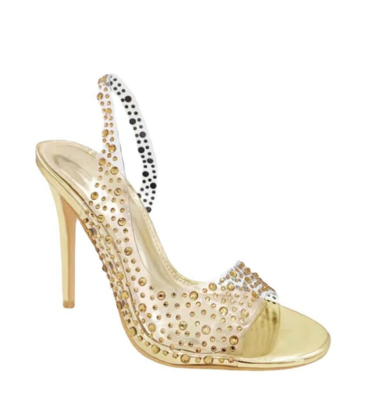 Ladies Sandals Summer Rhinestone Transparent High Heel