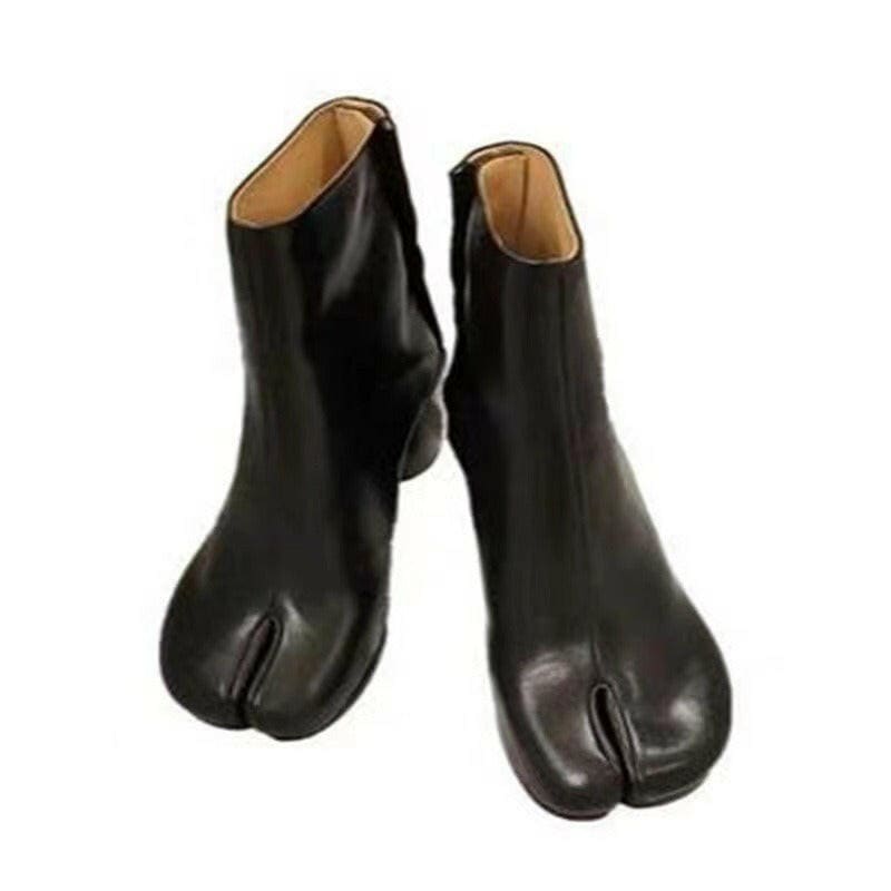 Ladies Split Toe Tabi Boots with 8cm Block Heel