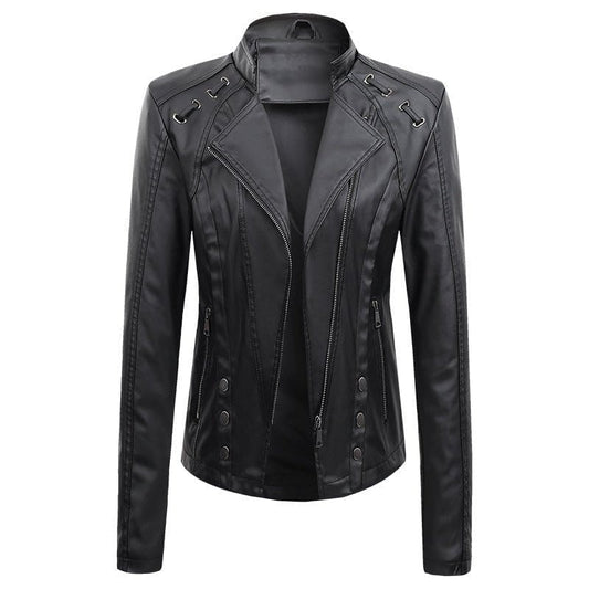 Ladies Vegan Leather, Slim Fit, Short Jacket In 5 Colours - Pleasures and Sins   Pleasures and Sins