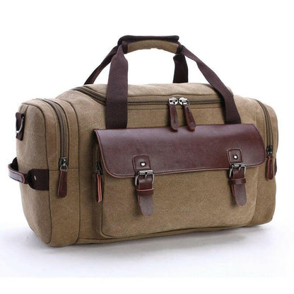 Large Capacity Vintage Style Casual Travel Bag khaki