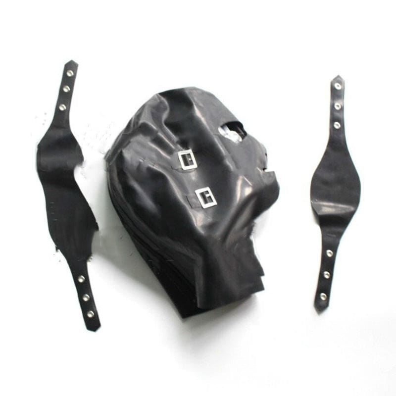 Latex Fetish Mask With Blindfold Eye Multi Straps Black / S