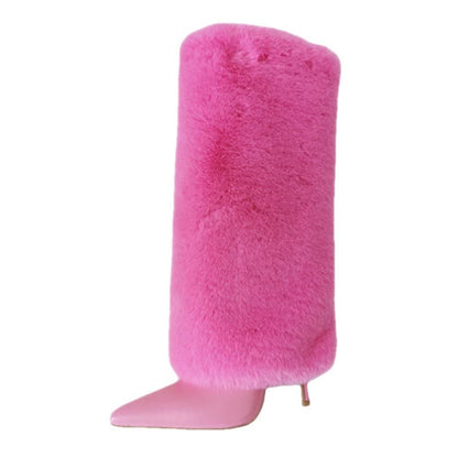 Leather Winter Stiletto Heel & Woolen Tube Women’s