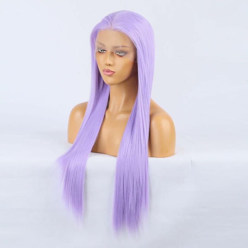 Light Purple Chemical Fibre Lace Long Straight Wig 14 inches