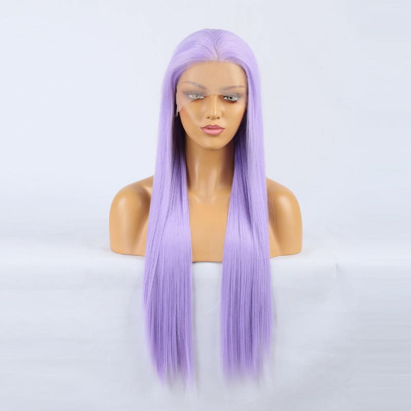 Light Purple Chemical Fibre Lace Long Straight Wig