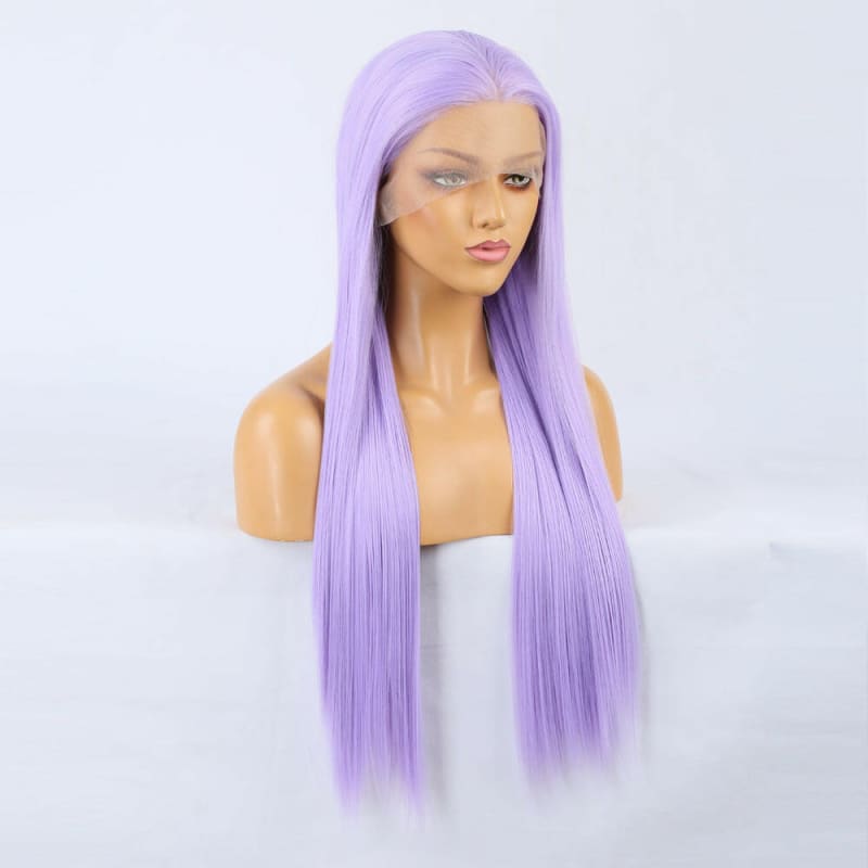 Light Purple Chemical Fibre Lace Long Straight Wig