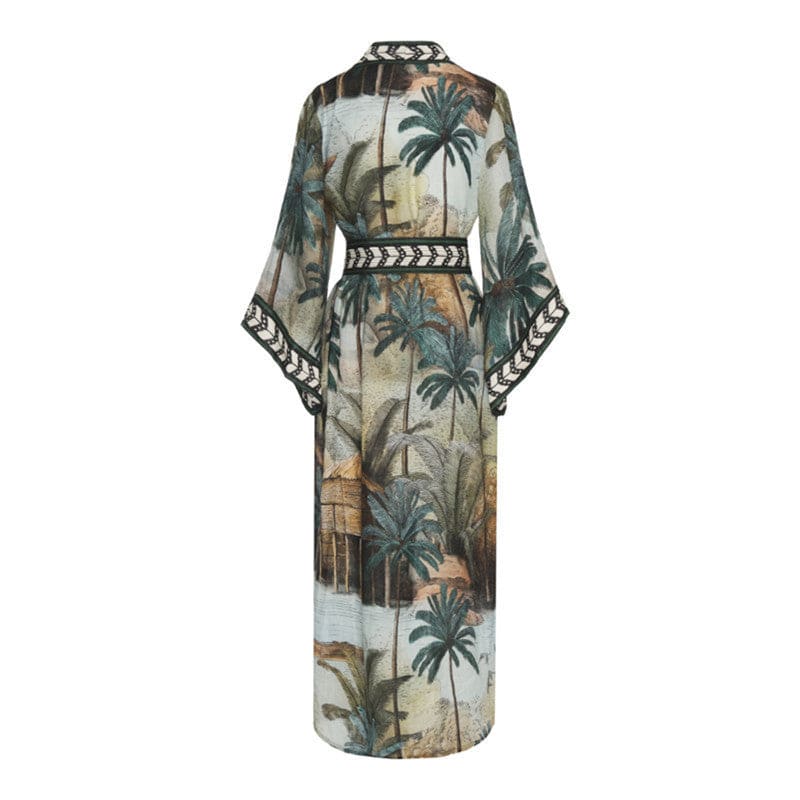 Long Sleeve Beach Kimono With Belt And Wide Arms Stunning