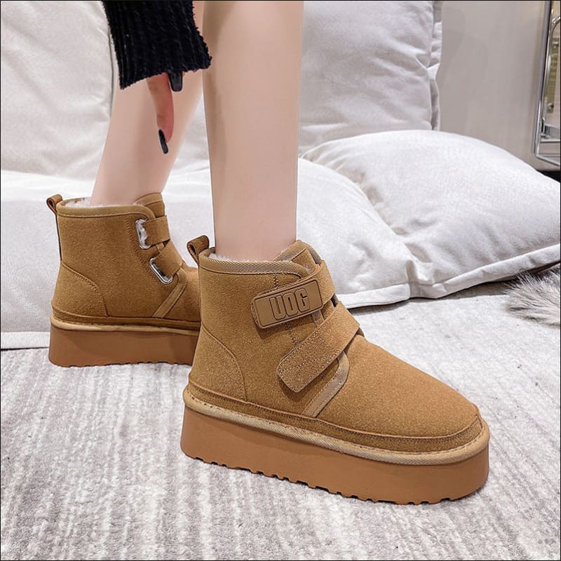 LuxuraFur Faux Suede Snow Boots for Women