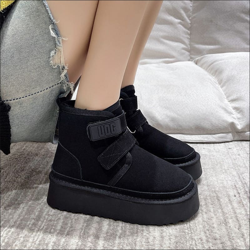 LuxuraFur Faux Suede Snow Boots for Women