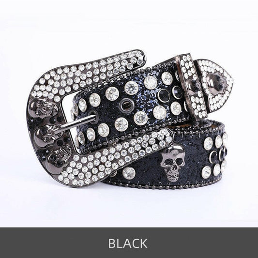 Luxury Crystal Studded Belt for Cowgirls and Cowboys TBlack