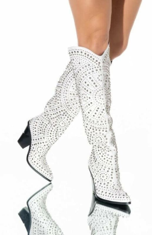 Luxury Crystal Encrusted Western Boots for Women