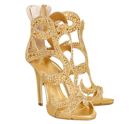 Luxury High Heel Party Shoes Gold Champagne Sandals