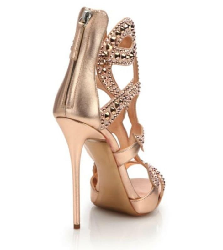 Luxury High Heel Party Shoes Gold Champagne Sandals