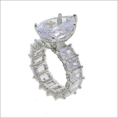 Luxury Iced Bling Water Drop Pinky Baguette Ring