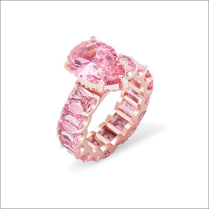 Luxury Iced Bling Water Drop Pinky Baguette Ring