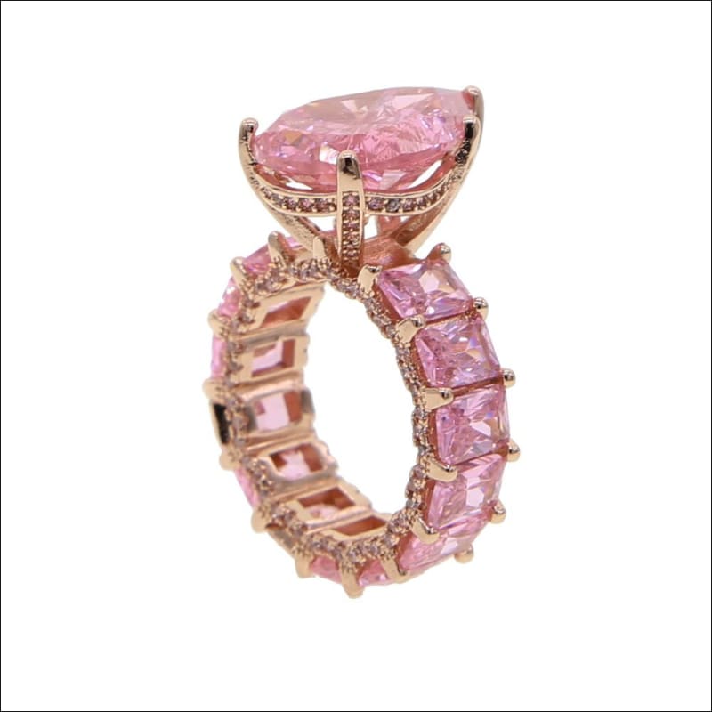 Luxury Iced Bling Water Drop Pinky Baguette Ring