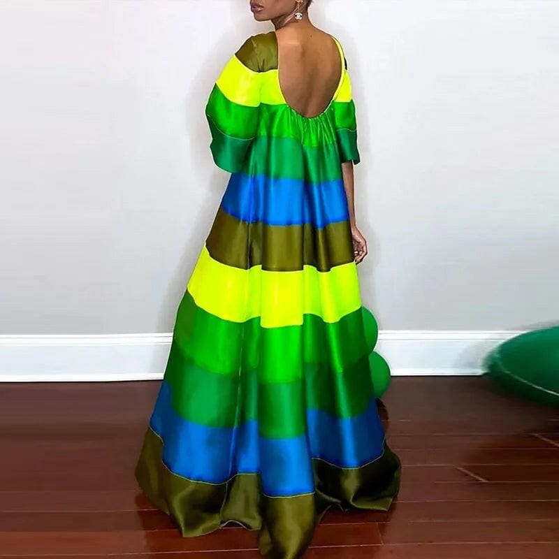 Luxury Rainbow Womens Evening Dress Elegant Style