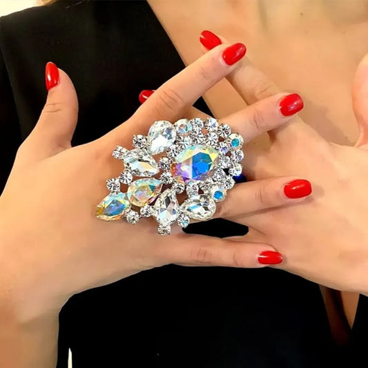 Luxury Rhinestone Oversized Adjustable Drag Queen Rings T1