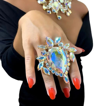 Luxury Rhinestone Oversized Adjustable Drag Queen Rings T3