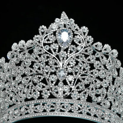 Luxury Zirconia Large Bridal Crown Crystal Tiara Zirconia