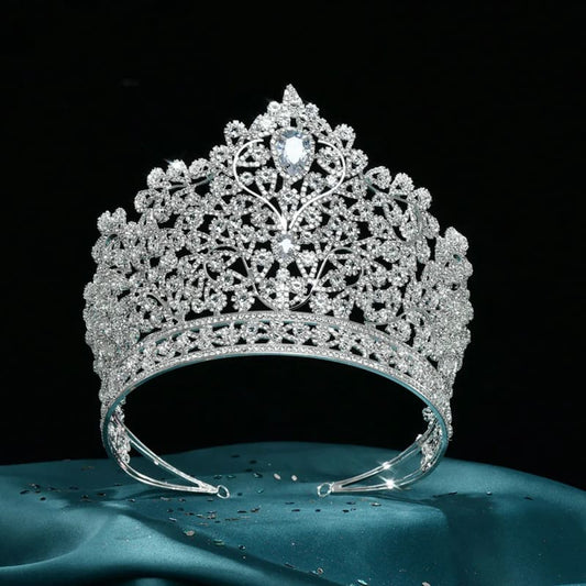 Luxury Zirconia Large Bridal Crown Crystal Tiara Zirconia