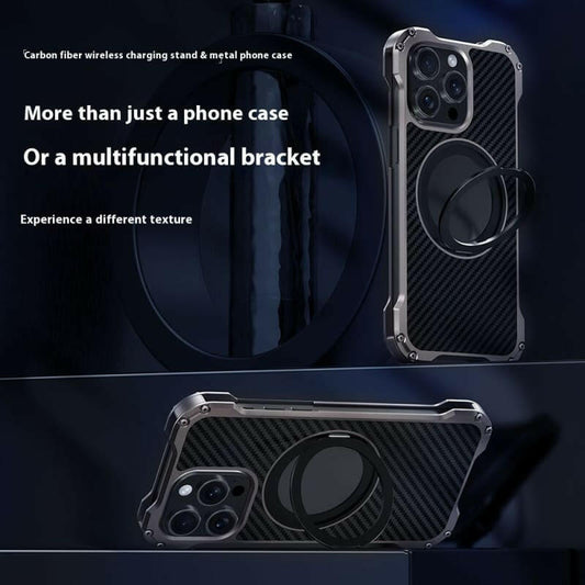 Durable Magnetic Metal Carbon Fiber Rotating Bracket Phone