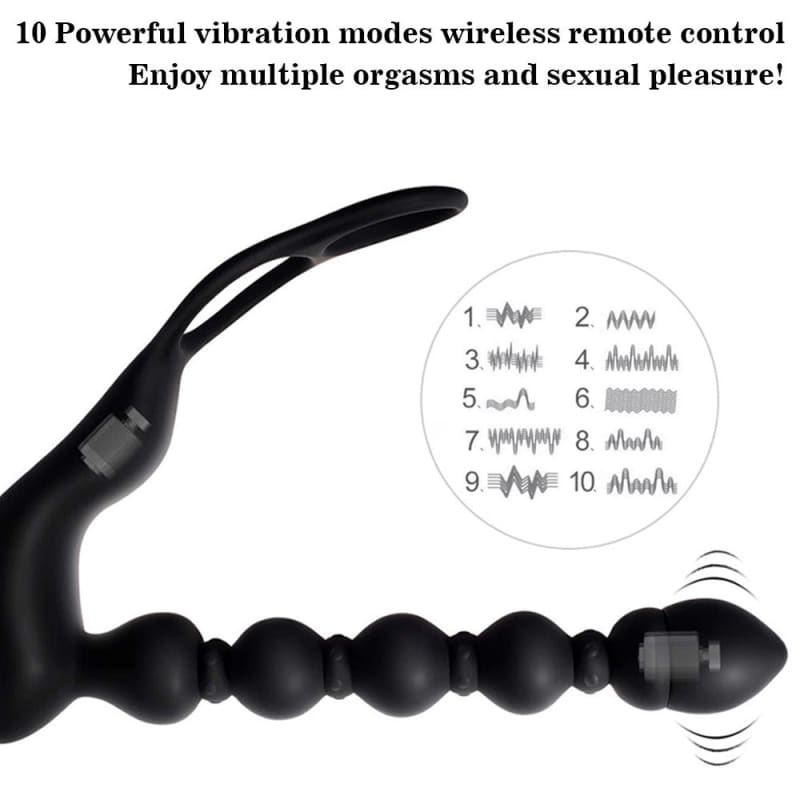 Male Anal Pull Bead Vibrating Massaging Shock Toy