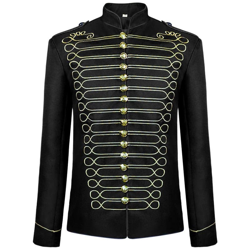 Medieval Men’s Retro Gothic Steam Drummer Suit Black Gold