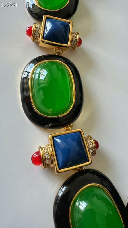 Medieval Retro Emerald Glass Exaggerated Necklace