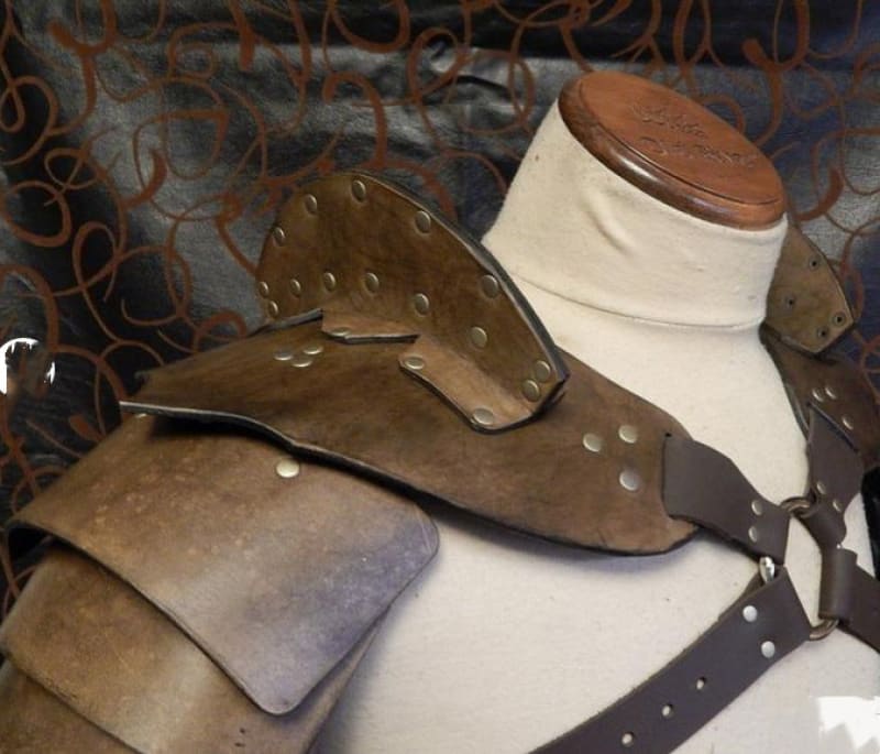 Medieval Warrior Pu Rivet Leather Shoulder Armour - Pleasures and Sins   Pleasures and Sins