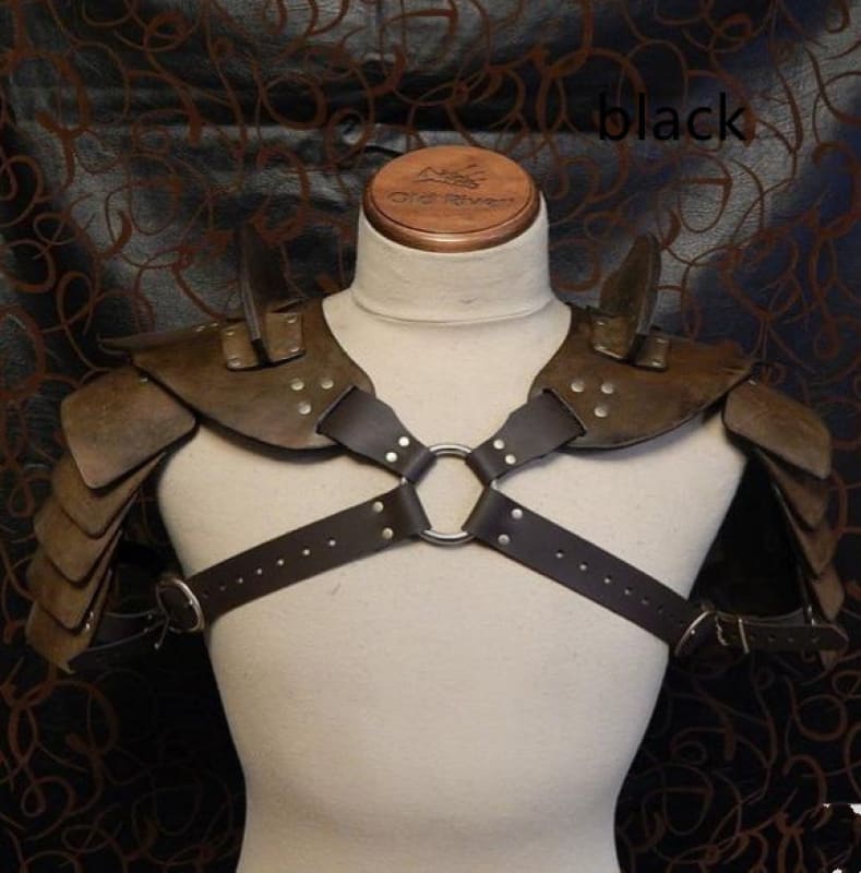 Medieval Warrior Pu Rivet Leather Shoulder Armour - Pleasures and Sins   Pleasures and Sins