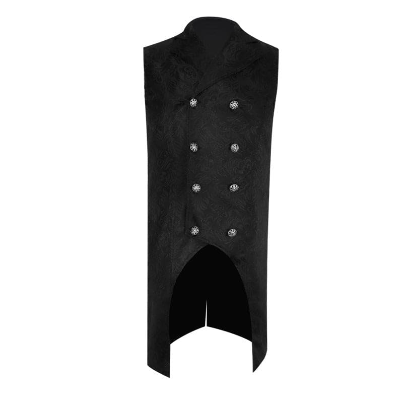 Men's Gothic Steampunk Tuxedo Jacquard Double Breasted Waistcoat Tailcoat - Pleasures and Sins
