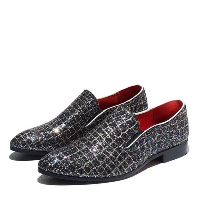 Men’s Pointed Sequin Glitter Shoes Perfect For Prom
