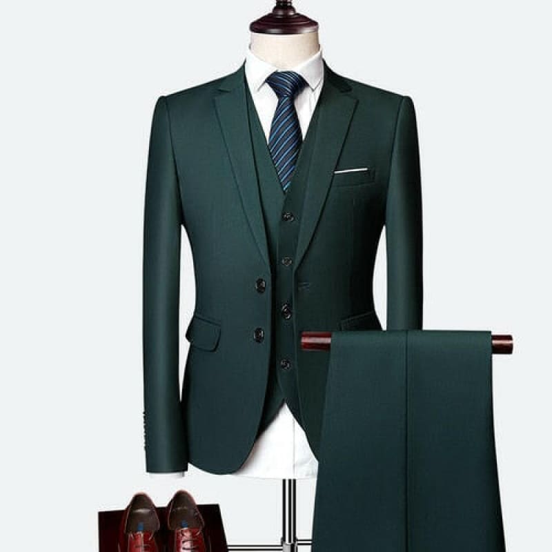 Mens Slim Fit Formal Suit in Stunning Colours dark green / M