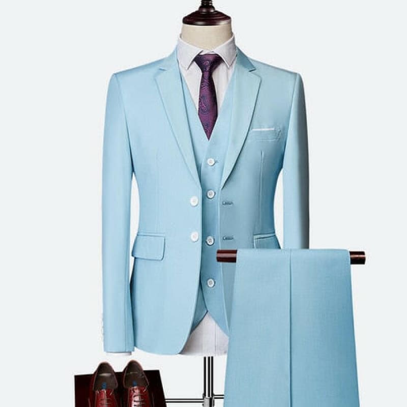 Mens Slim Fit Formal Suit in Stunning Colours sky blue / M