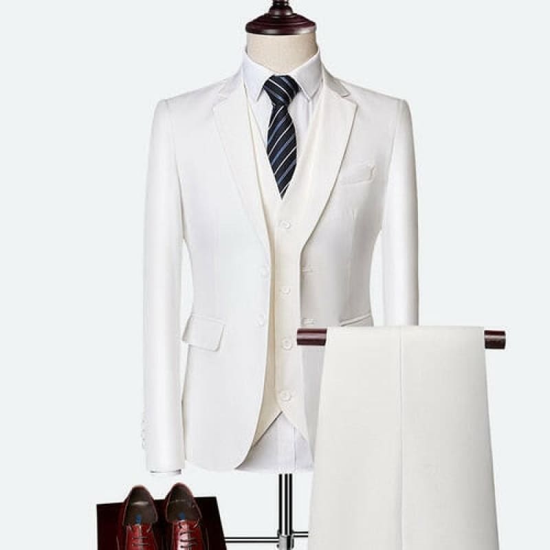 Mens Slim Fit Formal Suit in Stunning Colours white / M